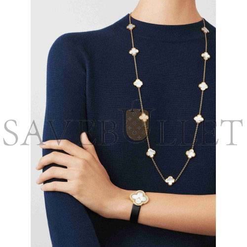 VAN CLEEF ARPELS PURE ALHAMBRA LONG NECKLACE, 14 MOTIFS - YELLOW GOLD, MOTHER-OF-PEARL VCARA39900