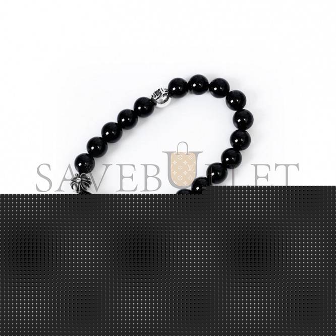 CHROME HEARTS ONYX BEAD BRACELET 8MM (4 SILVER BEADS)