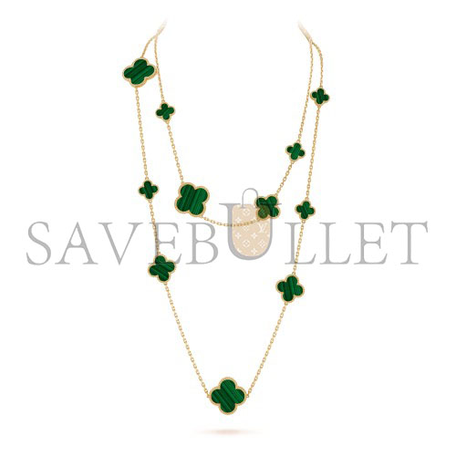 VAN CLEEF ARPELS MAGIC ALHAMBRA LONG NECKLACE, 16 MOTIFS - YELLOW GOLD, MALACHITE VCARO2AF00