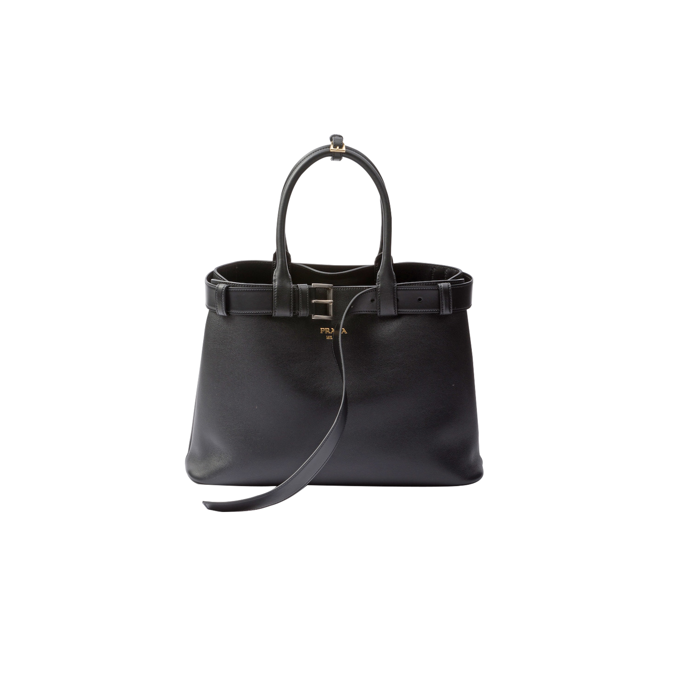 PRADA BUCKLE SMALL LEATHER HANDBAG WITH BELT 1BA434 (32*23*11cm)