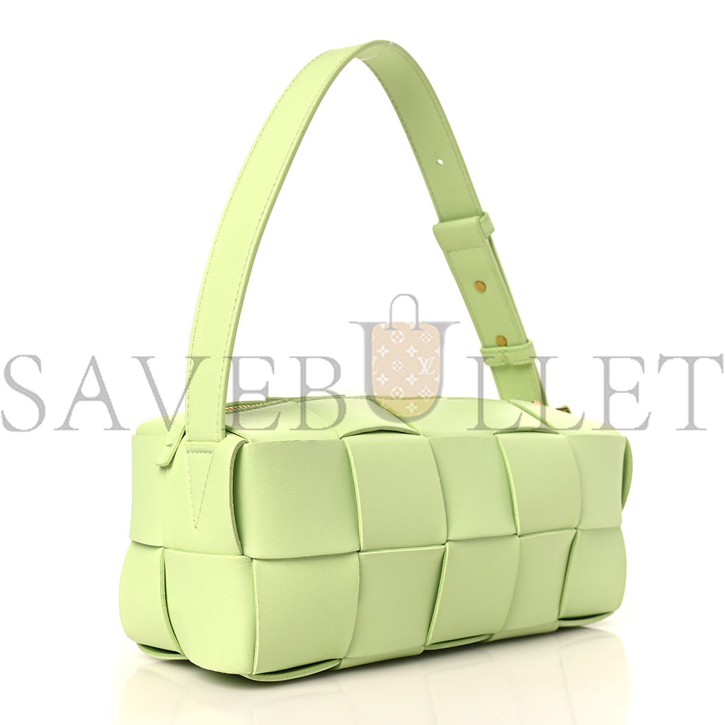 BOTTEGA VENETA LAMBSKIN MAXI INTRECCIATO SMALL BRICK CASSETTE BAG FENNEL (23*10*10cm)
