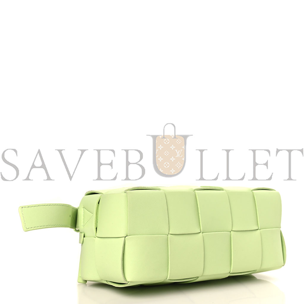 BOTTEGA VENETA LAMBSKIN MAXI INTRECCIATO SMALL BRICK CASSETTE BAG FENNEL (23*10*10cm)