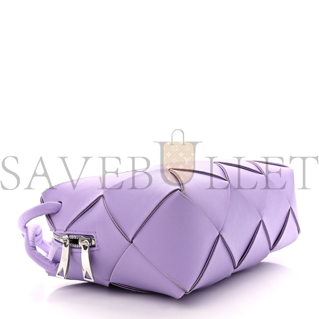 BOTTEGA VENETA LAMBSKIN MAXI INTRECCIATO SMALL CASSETTE CAMERA BAG WISTERIA (22*14*7cm)