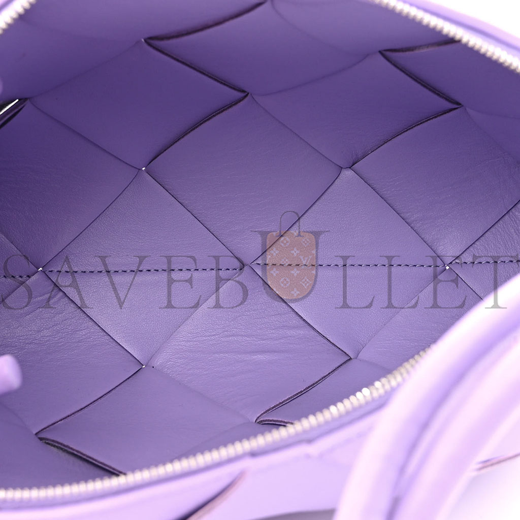 BOTTEGA VENETA LAMBSKIN MAXI INTRECCIATO SMALL CASSETTE CAMERA BAG WISTERIA (22*14*7cm)