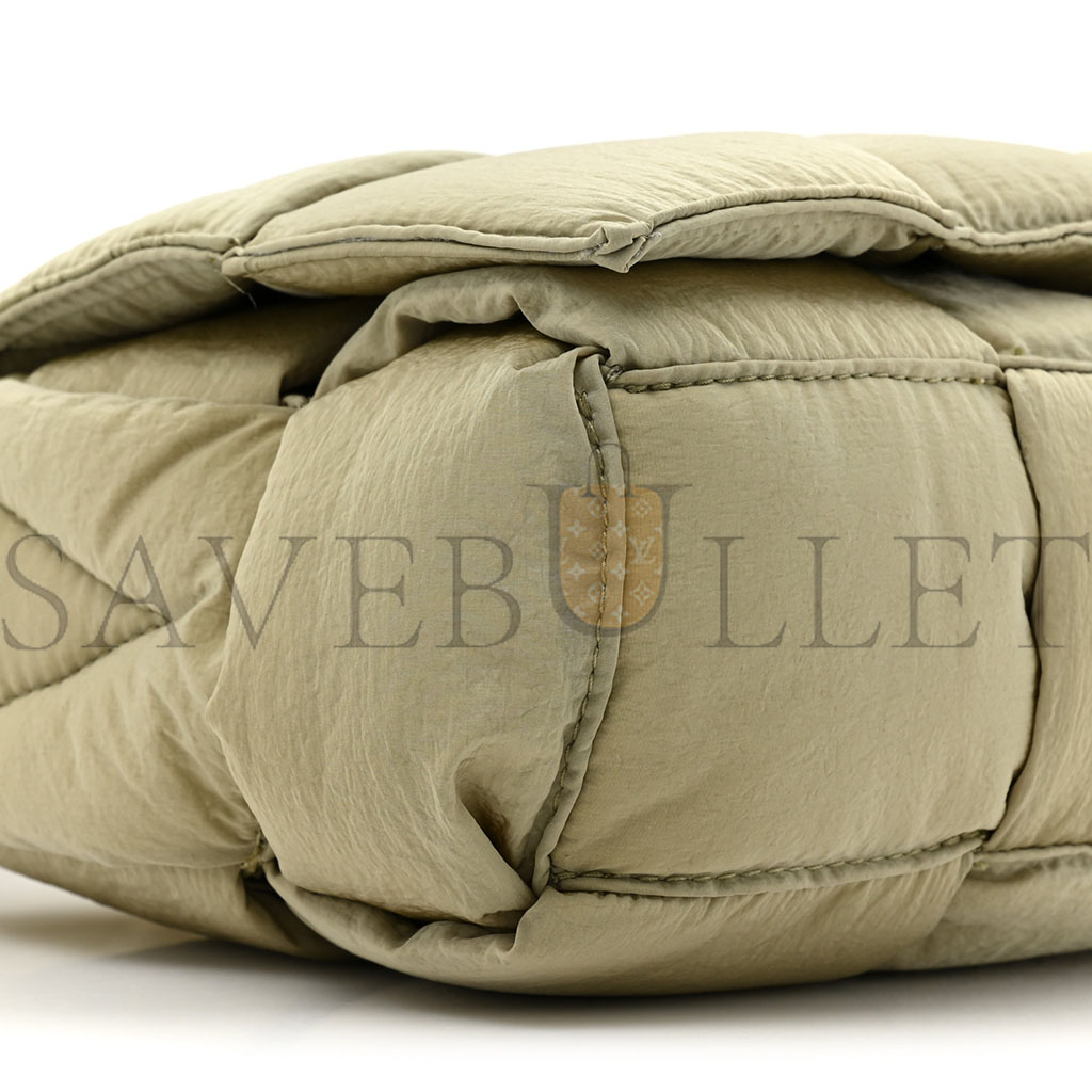 BOTTEGA VENETA NYLON INTRECCIATO PADDED TECH CASSETTE BAG TRAVERTINE (32*17*10cm)