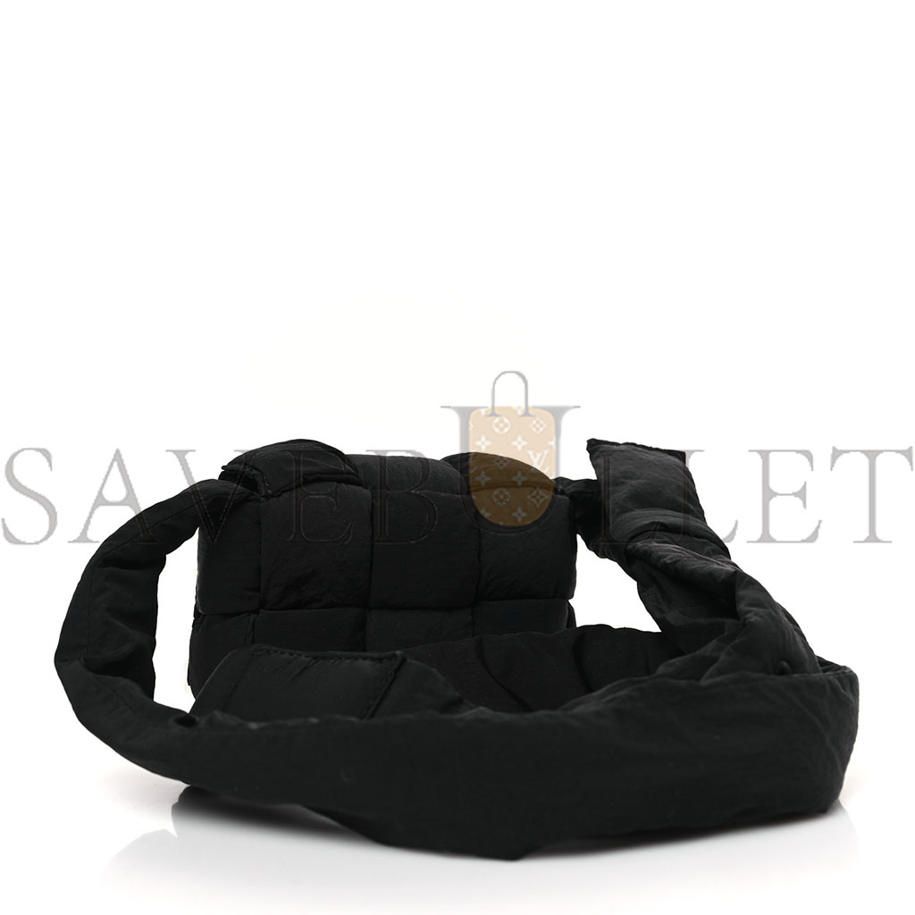 BOTTEGA VENETA NYLON INTRECCIATO PADDED TECH CANDY CASSETTE BAG BLACK  (23*14*7.5cm)