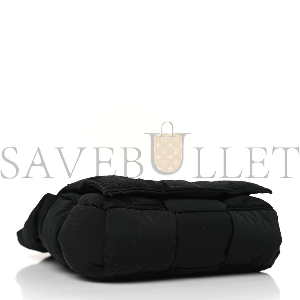 BOTTEGA VENETA NYLON INTRECCIATO PADDED TECH CANDY CASSETTE BAG BLACK  (23*14*7.5cm)