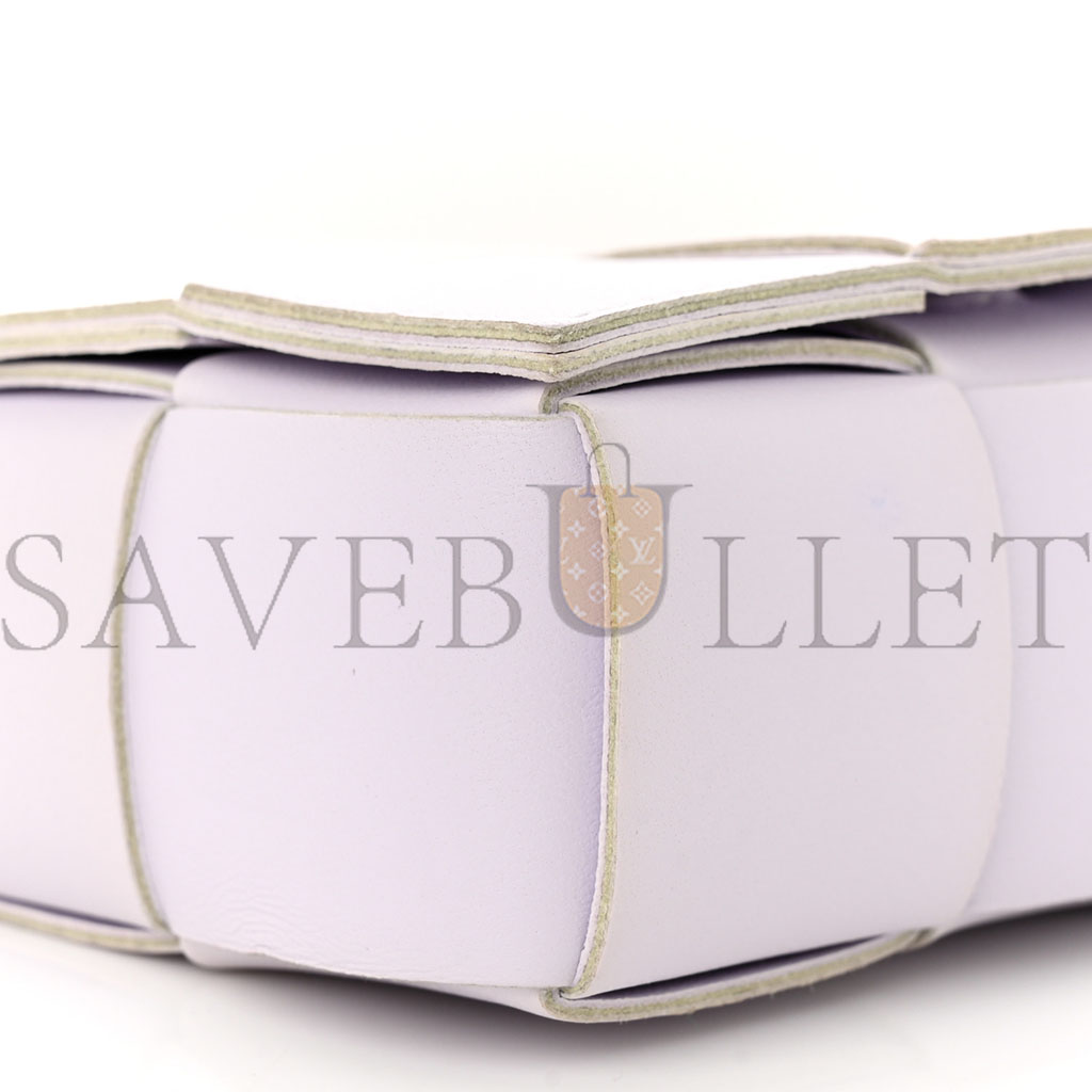 BOTTEGA VENETA LAMBSKIN MAXI INTRECCIO CANDY CASSETTE CROSSBODY BAG MIRTH WASHED (12*9*4cm)