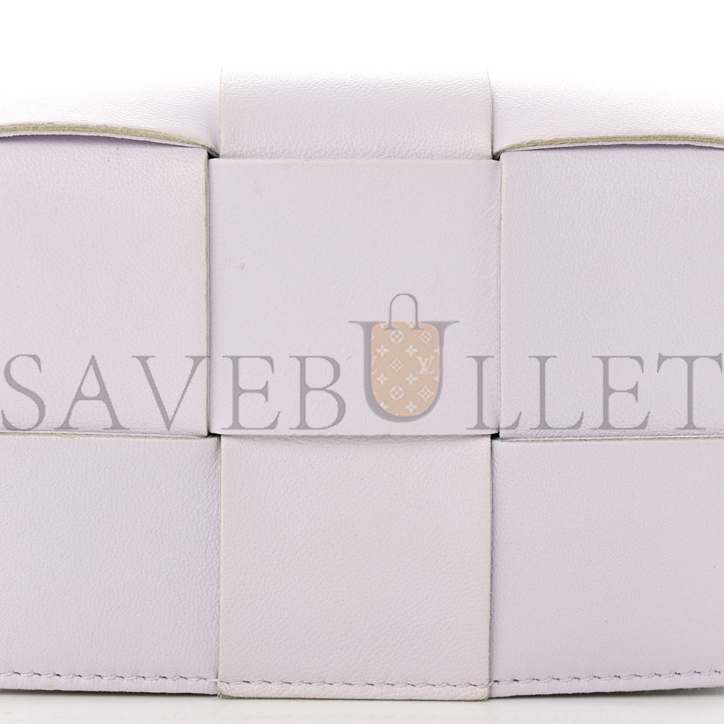 BOTTEGA VENETA LAMBSKIN MAXI INTRECCIO CANDY CASSETTE CROSSBODY BAG MIRTH WASHED (12*9*4cm)