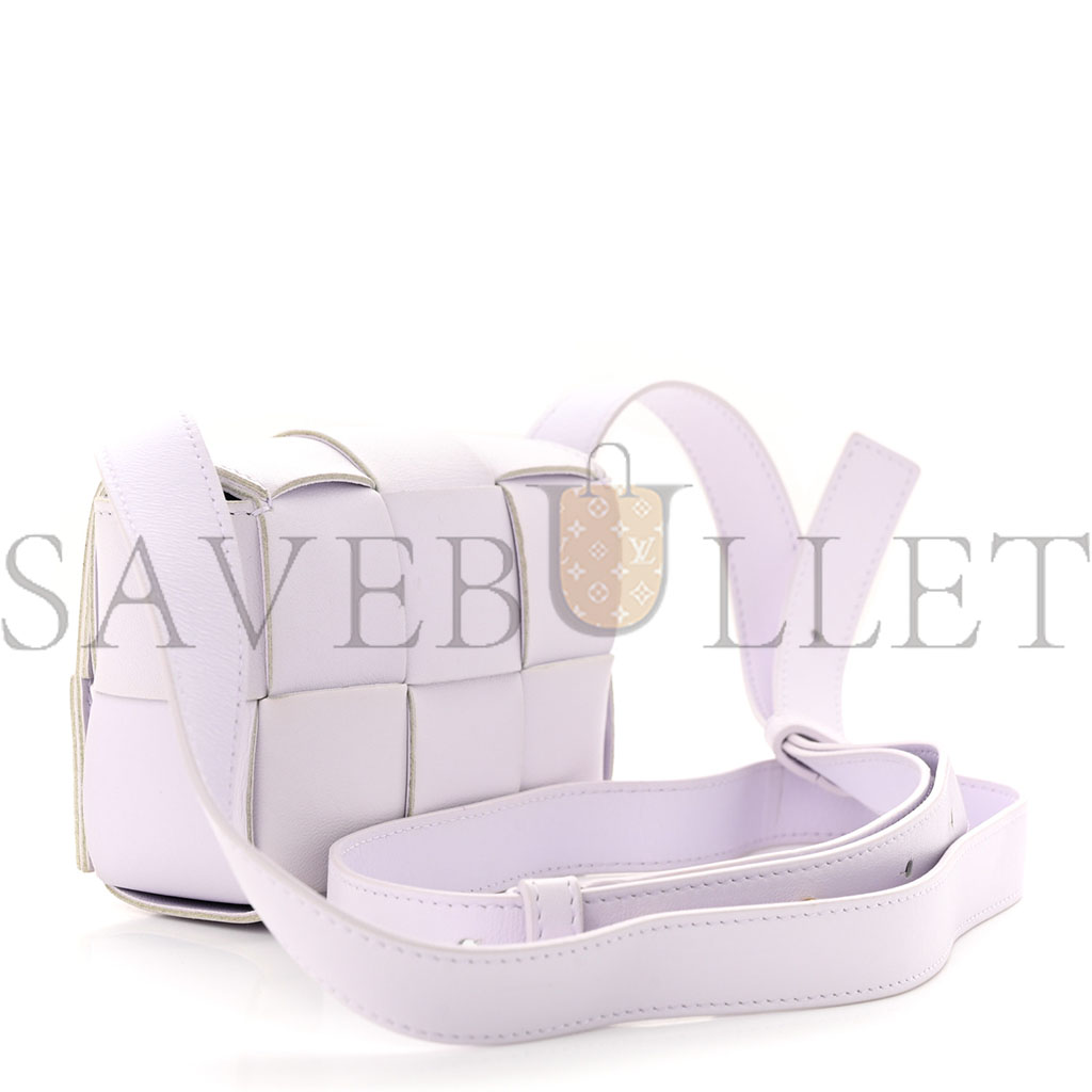 BOTTEGA VENETA LAMBSKIN MAXI INTRECCIO CANDY CASSETTE CROSSBODY BAG MIRTH WASHED (12*9*4cm)