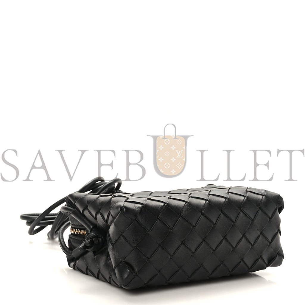 BOTTEGA VENETA NAPPA INTRECCIATO MINI LOOP CAMERA BAG BLACK (17*11*8cm)
