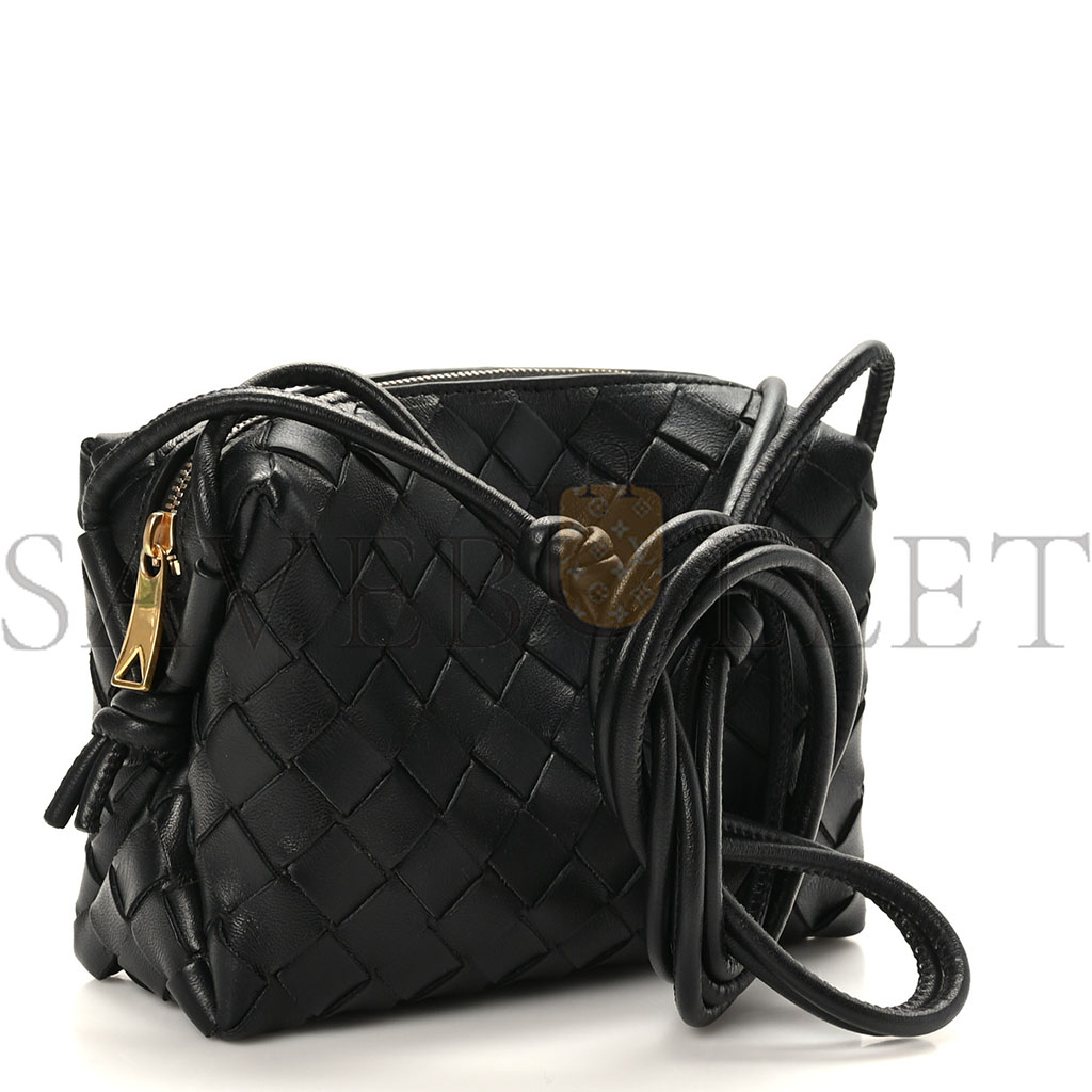 BOTTEGA VENETA NAPPA INTRECCIATO MINI LOOP CAMERA BAG BLACK (17*11*8cm)