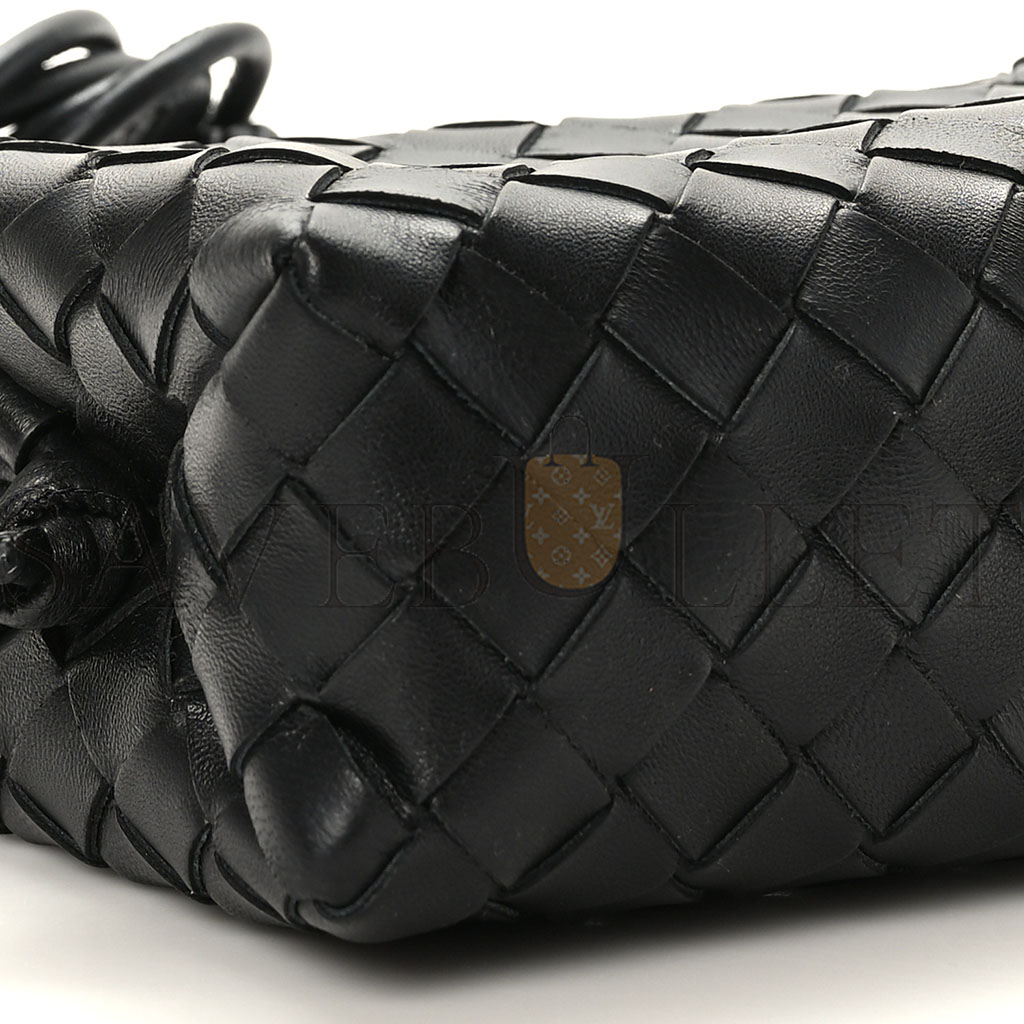 BOTTEGA VENETA NAPPA INTRECCIATO MINI LOOP CAMERA BAG BLACK (17*11*8cm)
