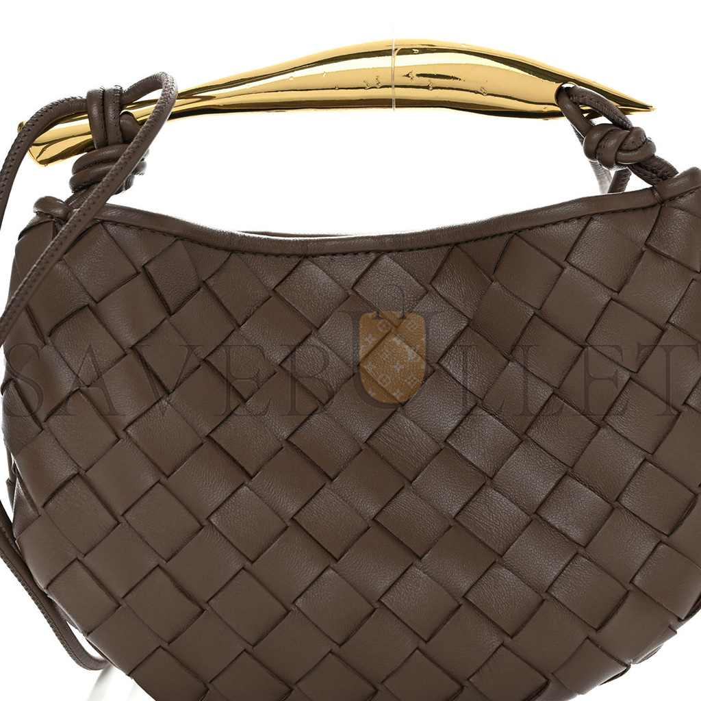 BOTTEGA VENETA NAPPA INTRECCIATO MINI SARDINE BAG TAUPE GREY (20*14*3cm)
