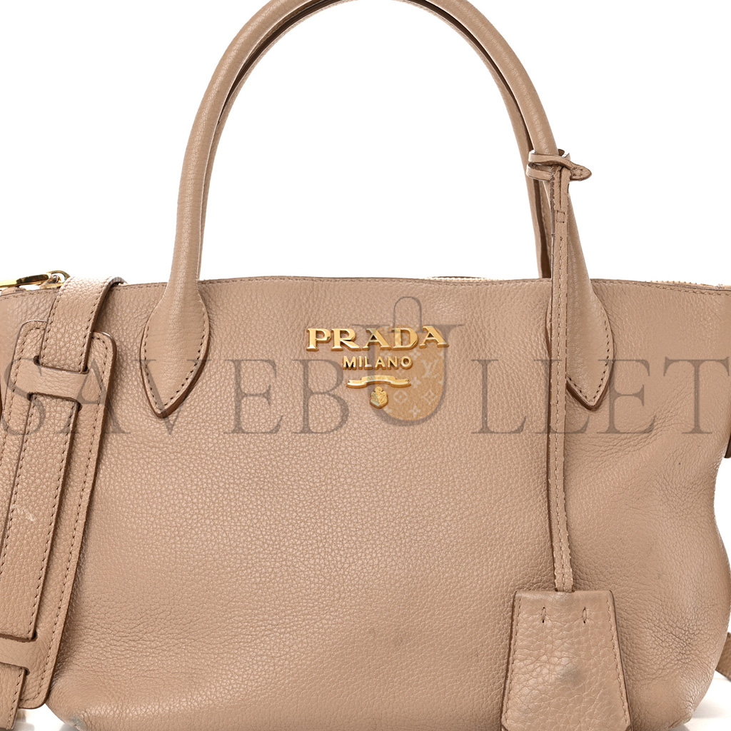 PRADA VITELLO DAINO MINI SHOPPING TOTE CAMMEO 1BA111  (24*19*12cm)