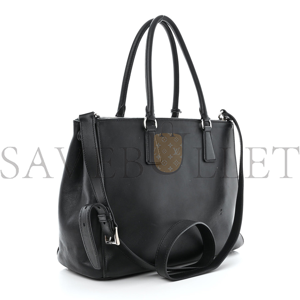 PRADA SOFT CALFSKIN GALLERIA DOUBLE ZIP TOTE BLACK (32*24*13.5cm)