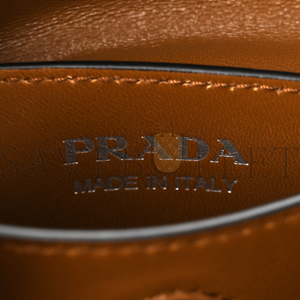 PRADA VITELLO DAINO SOFT MINI DOUBLE BAG CARAMEL 1BG443 (25*18*10cm)