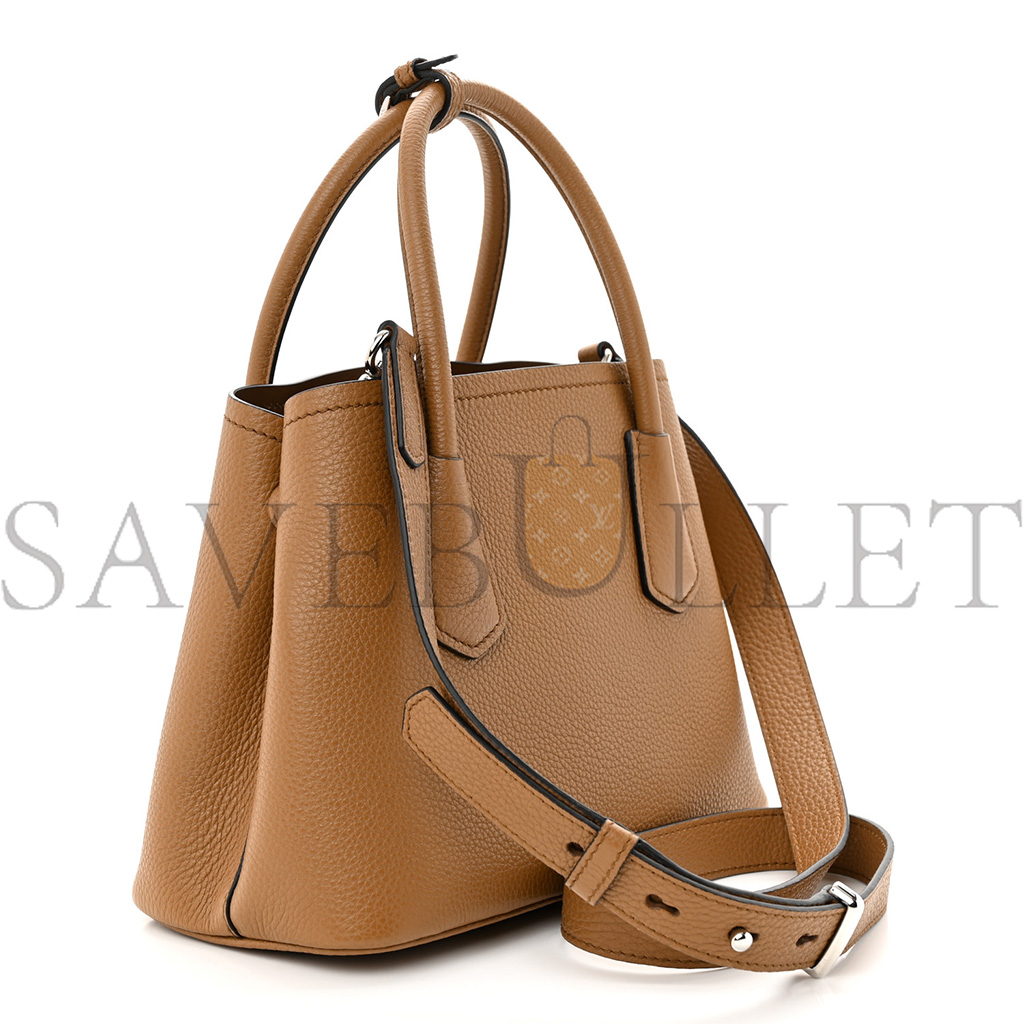 PRADA VITELLO DAINO SOFT MINI DOUBLE BAG CARAMEL 1BG443 (25*18*10cm)