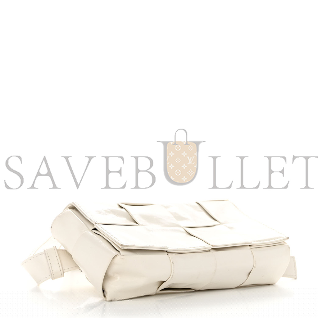 BOTTEGA VENETA PAPER CALFSKIN INTRECCIATO CASSETTE BELT BAG WHITE (18*10*4cm)