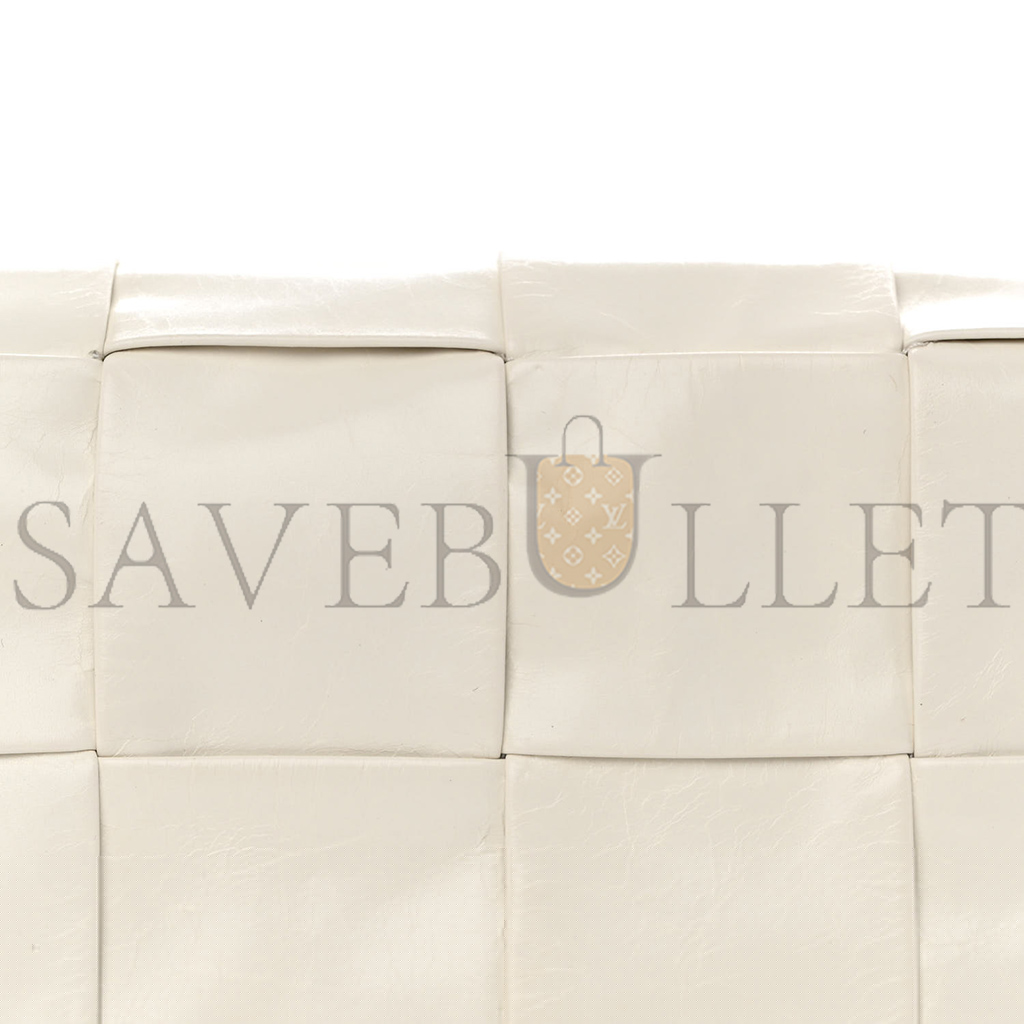 BOTTEGA VENETA PAPER CALFSKIN INTRECCIATO CASSETTE BELT BAG WHITE (18*10*4cm)