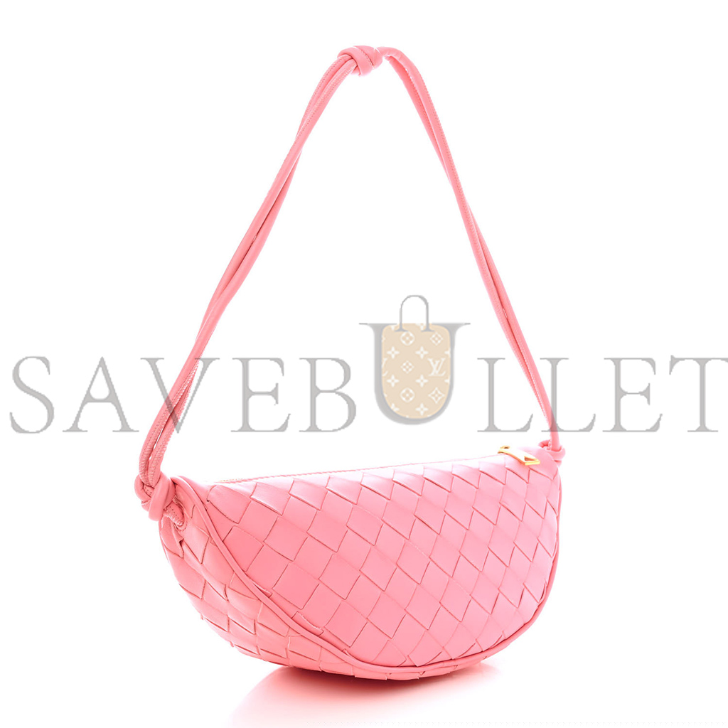 BOTTEGA VENETA NAPPA INTRECCIATO HALF MOON POUCH ON STRAP RIBBON (24*11*10cm)