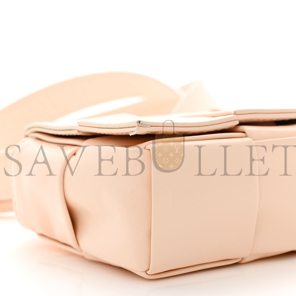 BOTTEGA VENETA LAMBSKIN MAXI INTRECCIATO EXTRA MINI CASSETTE CROSSBODY BAG MELON WASHED (12*9*4cm)