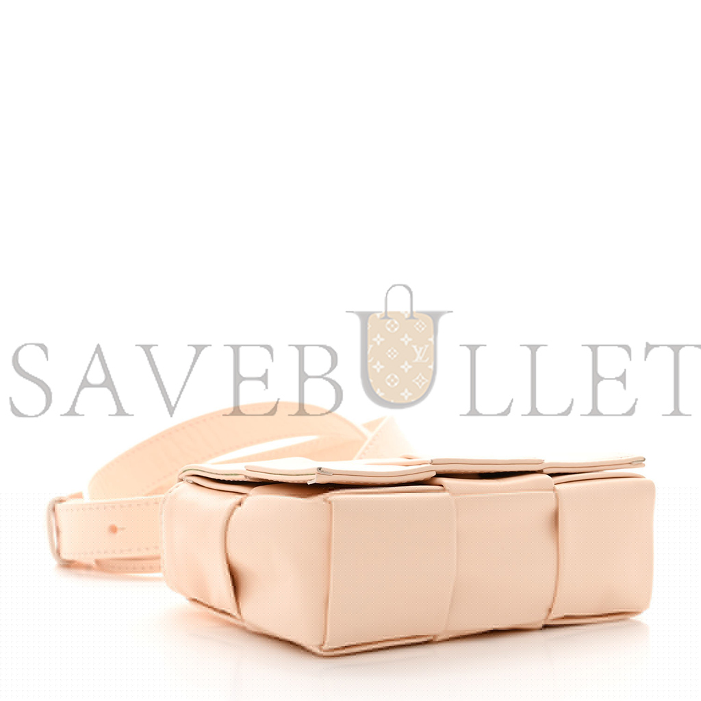 BOTTEGA VENETA LAMBSKIN MAXI INTRECCIATO EXTRA MINI CASSETTE CROSSBODY BAG MELON WASHED (12*9*4cm)