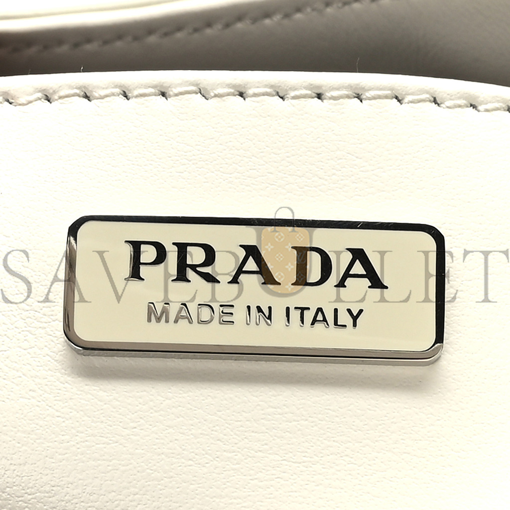 PRADA BRUSHED CALFSKIN CLEO ADJUSTABLE STRAP SHOULDER BAG WHITE 1BC499 (27*22*6cm)