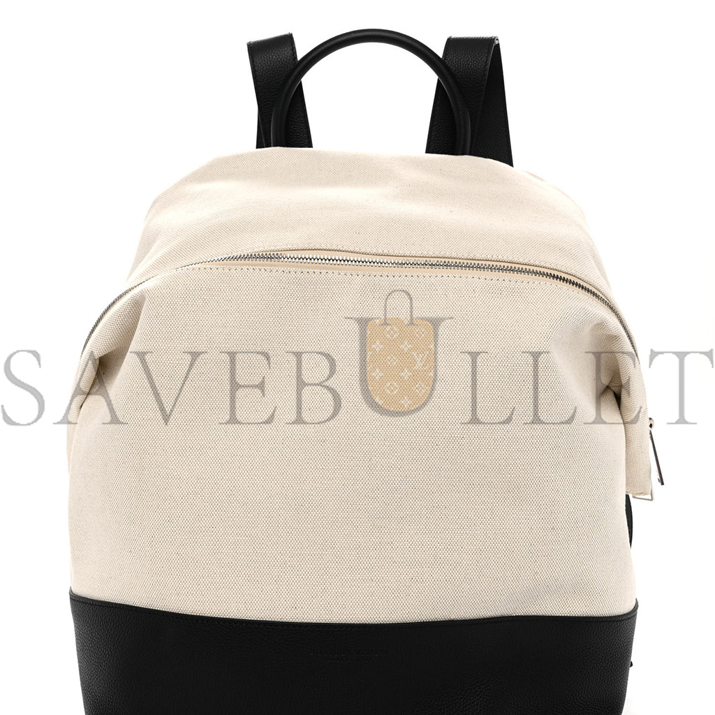 BOTTEGA VENETA CANVAS CALFSKIN BACKPACK NATURAL BLACK (39*29*17cm)