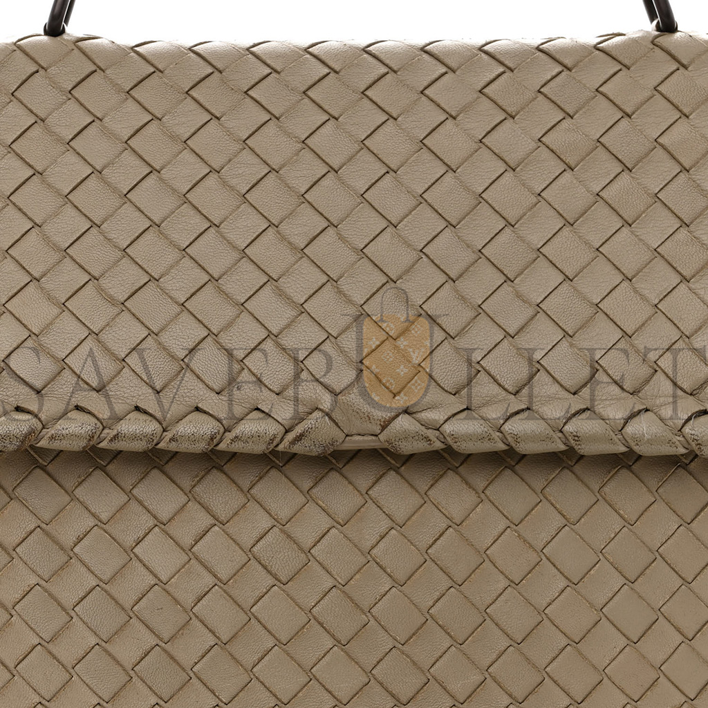 BOTTEGA VENETA NAPPA INTRECCIATO OLIMPIA SHOULDER BAG LIMESTONE (28*19*10cm)