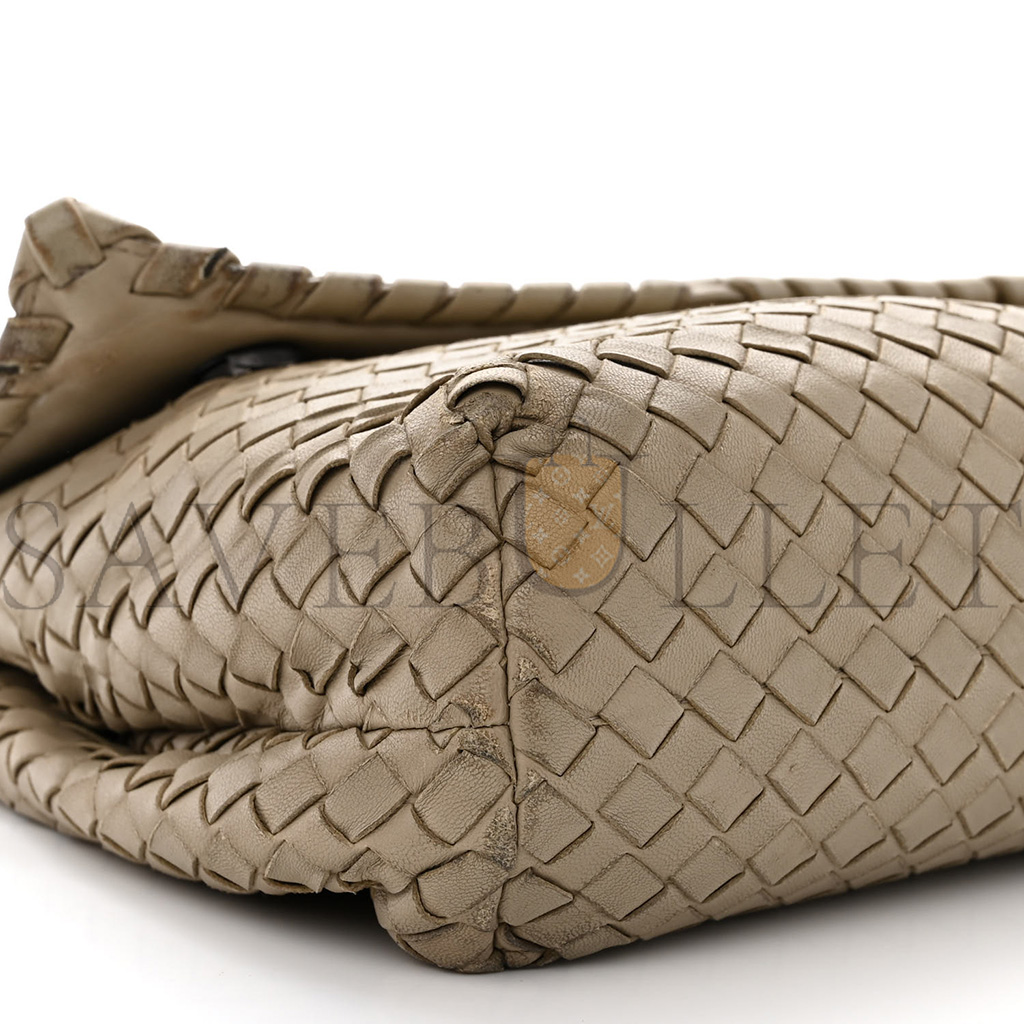 BOTTEGA VENETA NAPPA INTRECCIATO OLIMPIA SHOULDER BAG LIMESTONE (28*19*10cm)