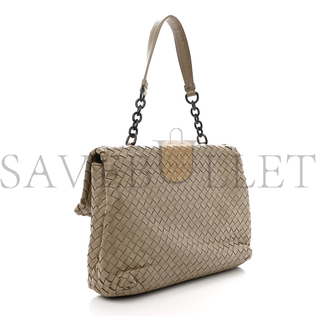 BOTTEGA VENETA NAPPA INTRECCIATO OLIMPIA SHOULDER BAG LIMESTONE (28*19*10cm)
