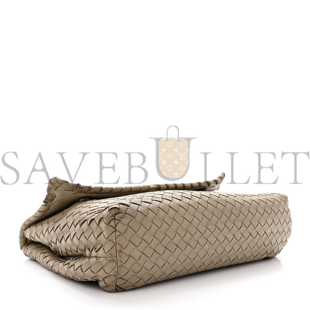 BOTTEGA VENETA NAPPA INTRECCIATO OLIMPIA SHOULDER BAG LIMESTONE (28*19*10cm)