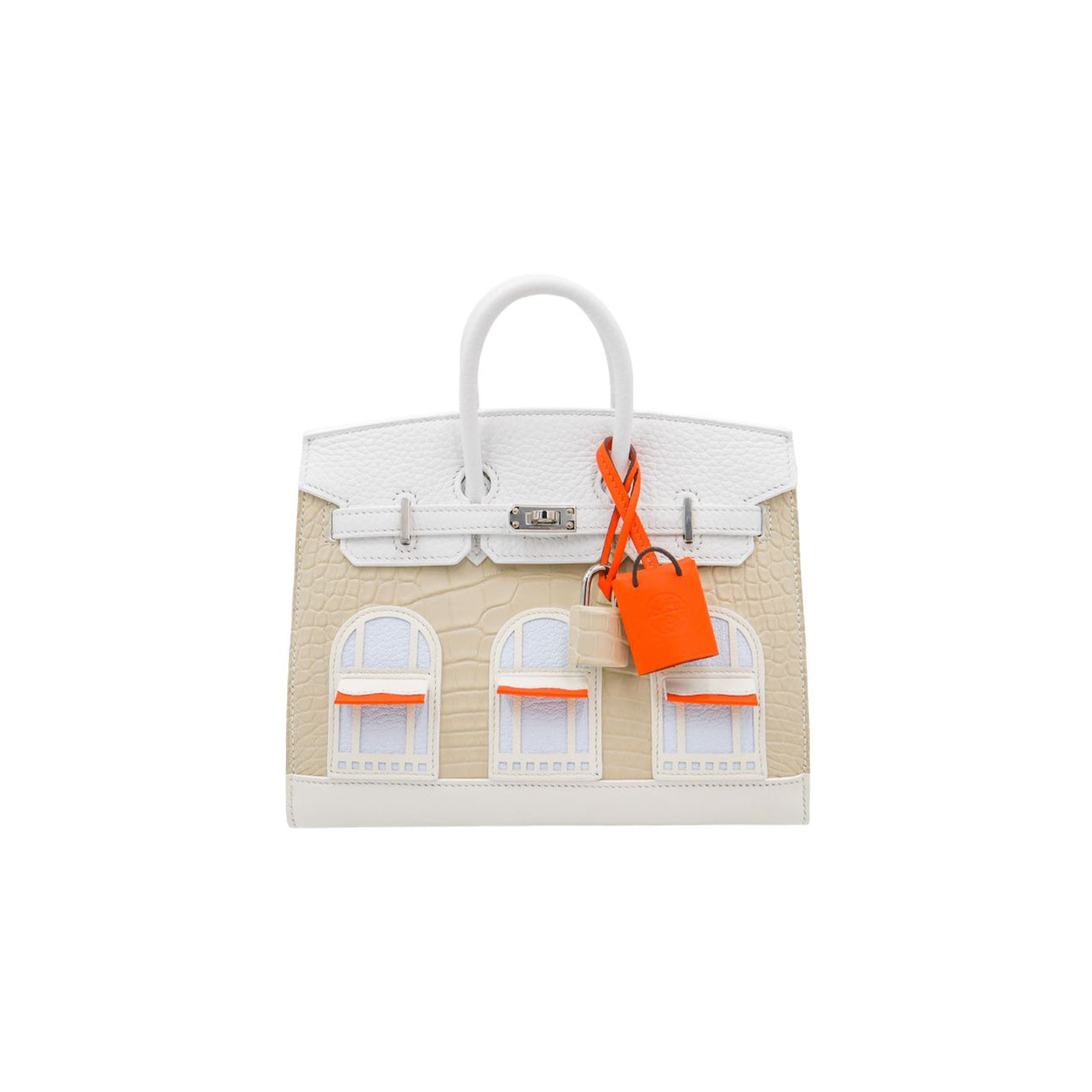 HERMÈS MASTER 20CM BIRKIN SELLIER FAUBOURG HOUSE WHITE SNOW PALLADIUM HARDWARE H0110 (20*16*11cm)