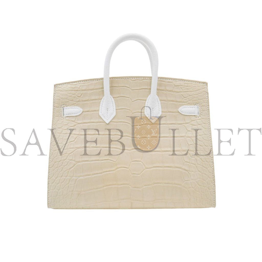 HERMÈS MASTER 20CM BIRKIN SELLIER FAUBOURG HOUSE WHITE SNOW PALLADIUM HARDWARE H0110 (20*16*11cm)