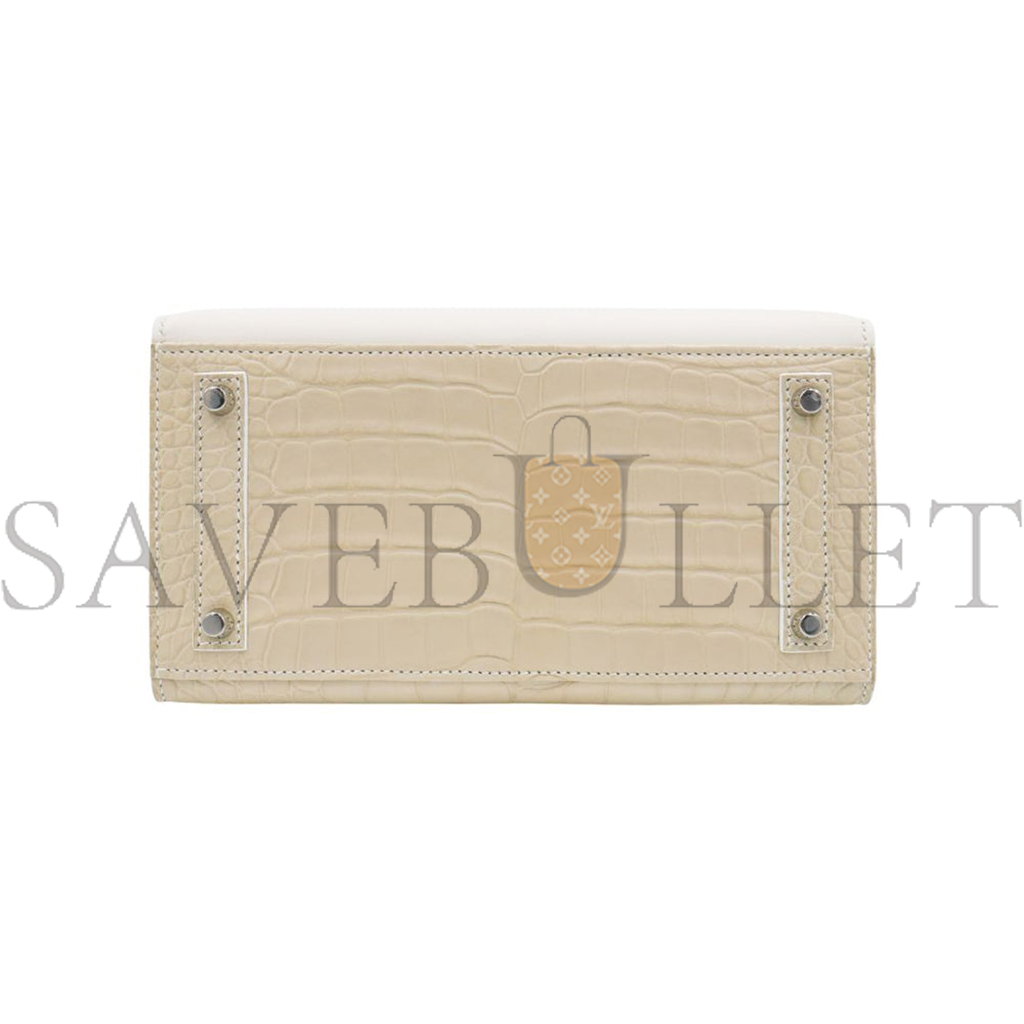 HERMÈS MASTER 20CM BIRKIN SELLIER FAUBOURG HOUSE WHITE SNOW PALLADIUM HARDWARE H0110 (20*16*11cm)