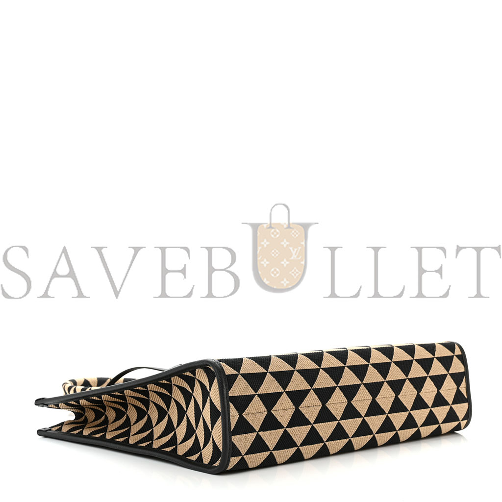 PRADA JACQUARD SAFFIANO TRIANGOLO SYMBOLE EMBROIDERED LARGE TOTE BLACK CORDA 1BA356 (39*31*10cm)