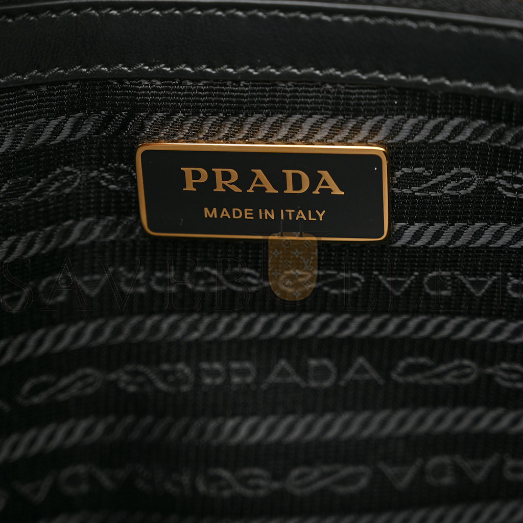PRADA JACQUARD SAFFIANO TRIANGOLO SYMBOLE EMBROIDERED LARGE TOTE BLACK CORDA 1BA356 (39*31*10cm)
