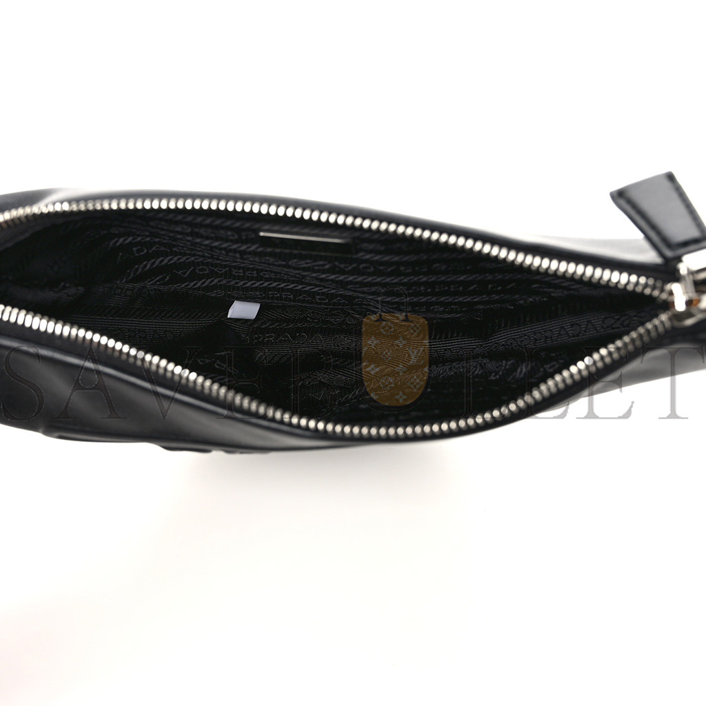 PRADA GRACE LUX TRIANGLE WRISTLET POUCH BLACK 1NQ043 (26*15*6cm)