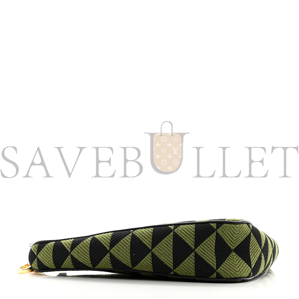 PRADA JACQUARD TRIANGOLO SYMBOLE EMBROIDERED MINI TRIANGLE SHOULDER BAG BLACK EDERA 1BC176 (27*15*5cm)