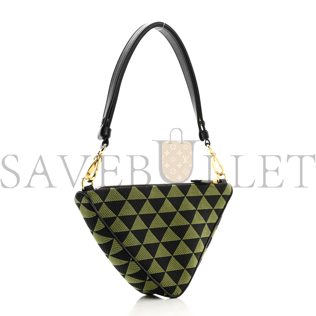PRADA JACQUARD TRIANGOLO SYMBOLE EMBROIDERED MINI TRIANGLE SHOULDER BAG BLACK EDERA 1BC176 (27*15*5cm)