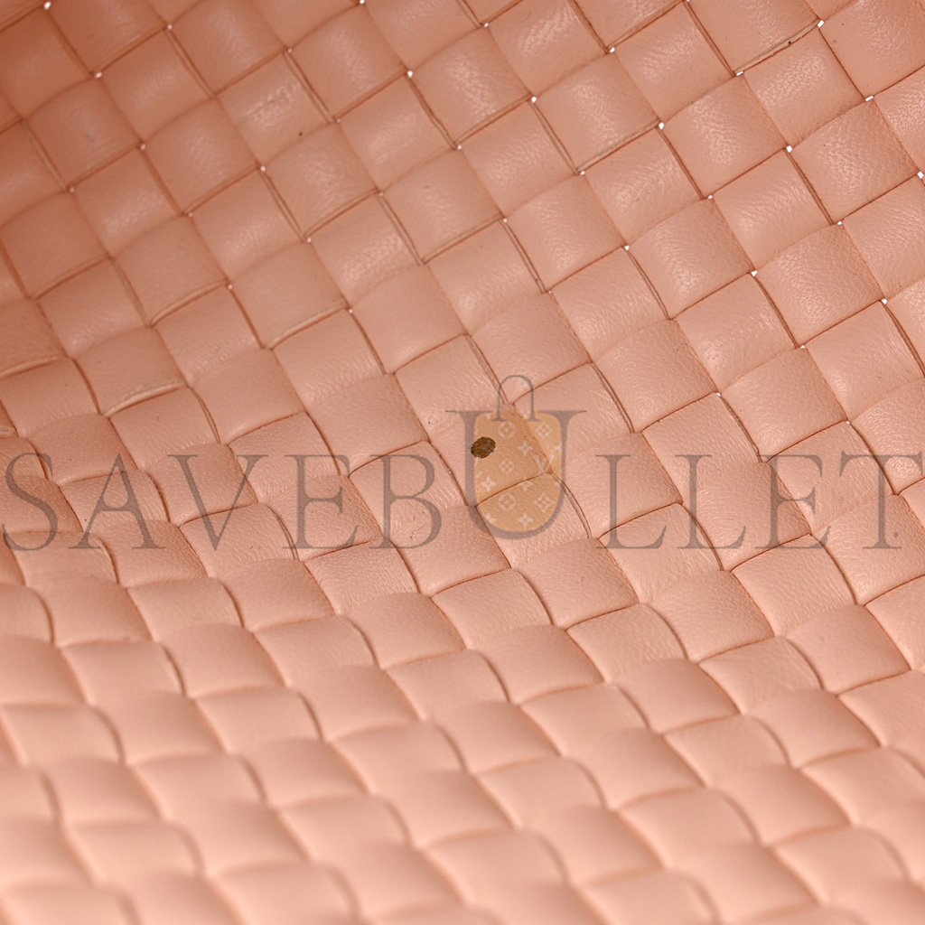 BOTTEGA VENETA NAPPA INTRECCIATO MINI TOP HANDLE SHOULDER BAG FLAMINGO (22*17*8cm)