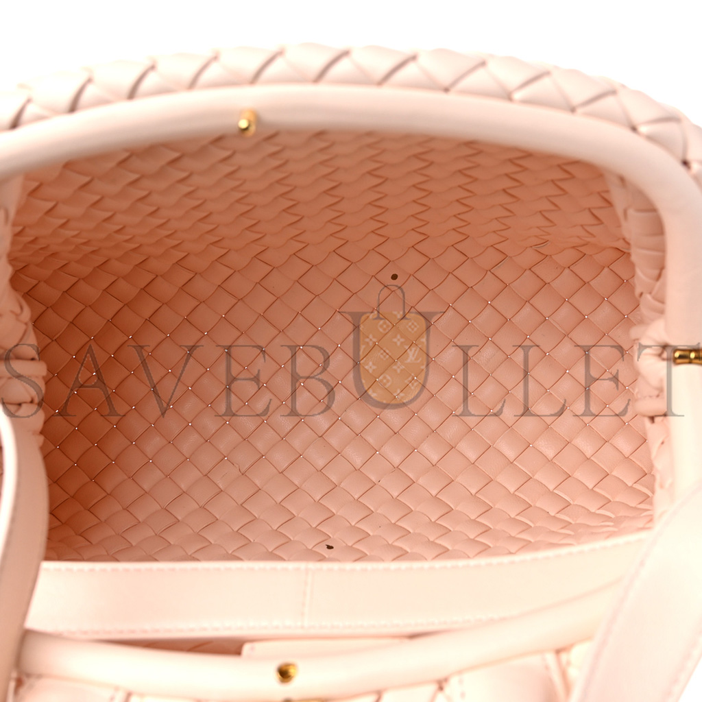 BOTTEGA VENETA NAPPA INTRECCIATO MINI TOP HANDLE SHOULDER BAG FLAMINGO (22*17*8cm)