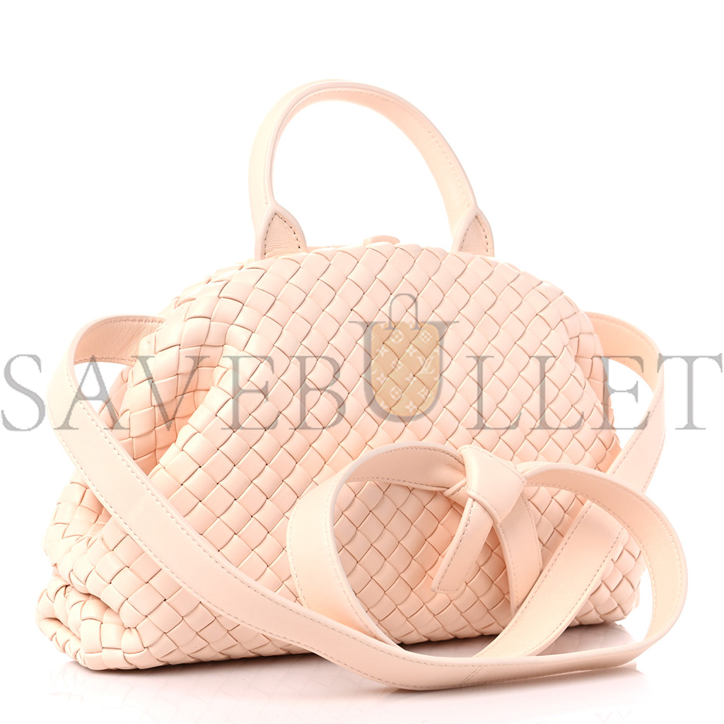 BOTTEGA VENETA NAPPA INTRECCIATO MINI TOP HANDLE SHOULDER BAG FLAMINGO (22*17*8cm)
