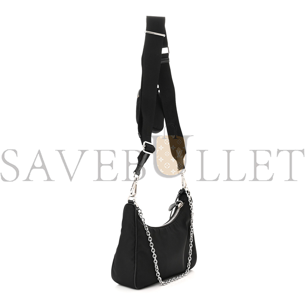 PRADA NYLON RE-EDITION 2005 SHOULDER BAG BLACK 1BH204 (22*17*6cm)