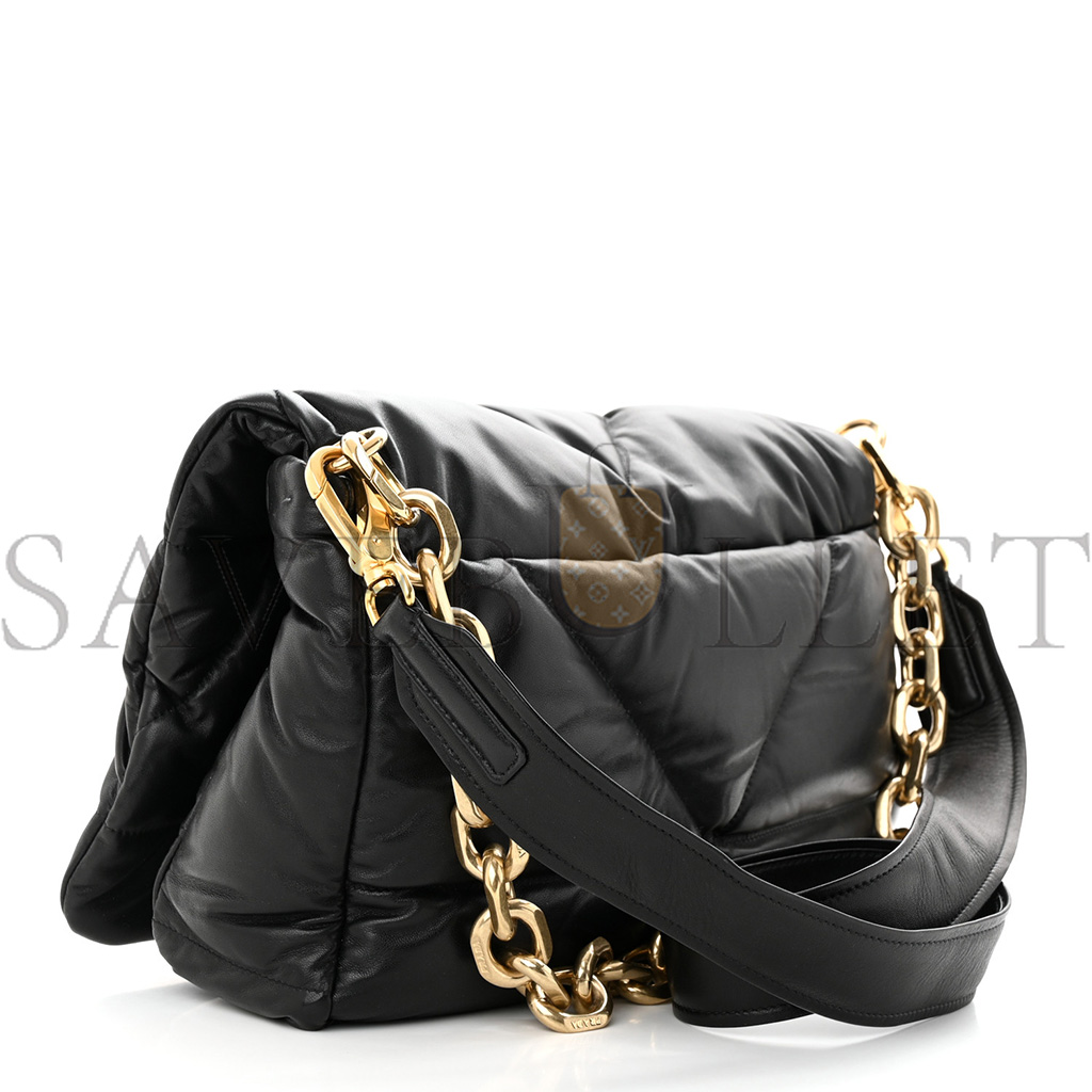 PRADA NAPPA PADDED SYSTEM PATCHWORK BAG BLACK 1BD306 (31*20*8cm)