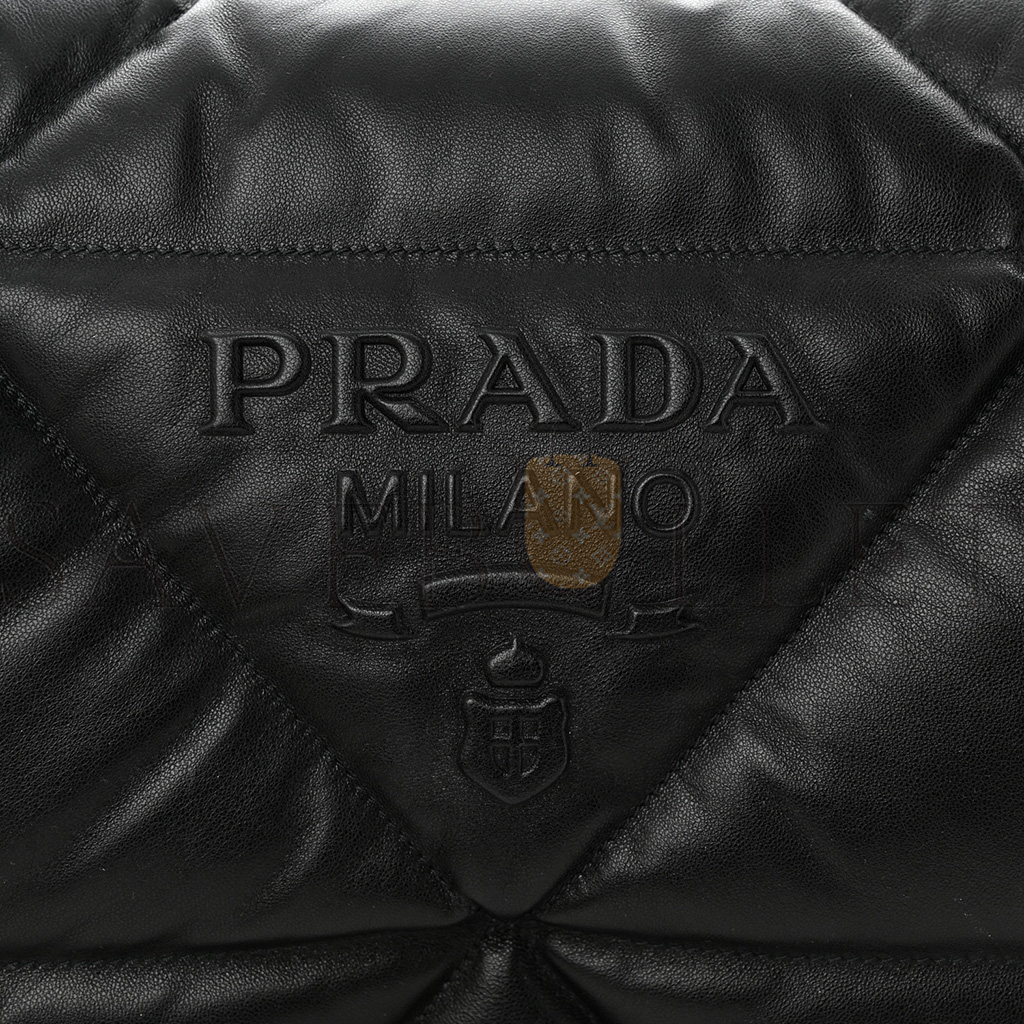 PRADA NAPPA PADDED SYSTEM PATCHWORK BAG BLACK 1BD306 (31*20*8cm)