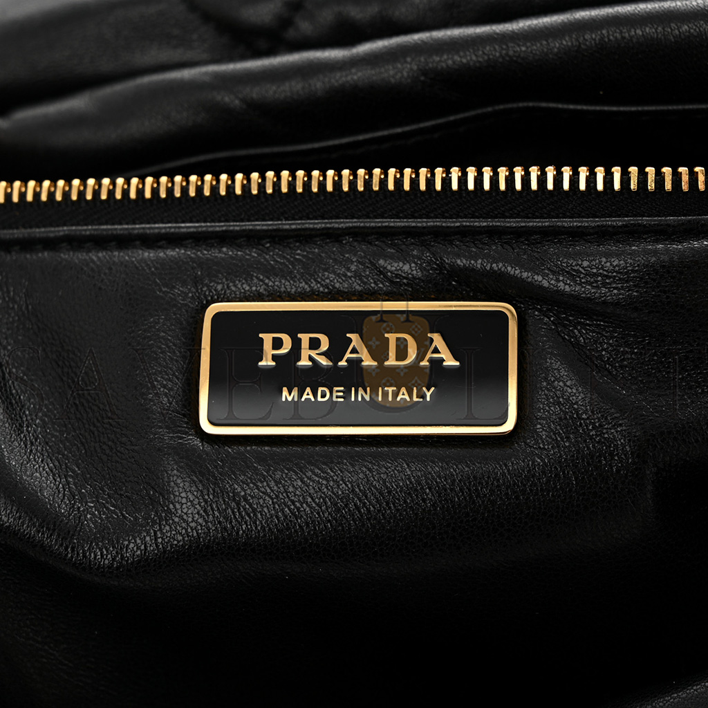 PRADA NAPPA PADDED SYSTEM PATCHWORK BAG BLACK 1BD306 (31*20*8cm)