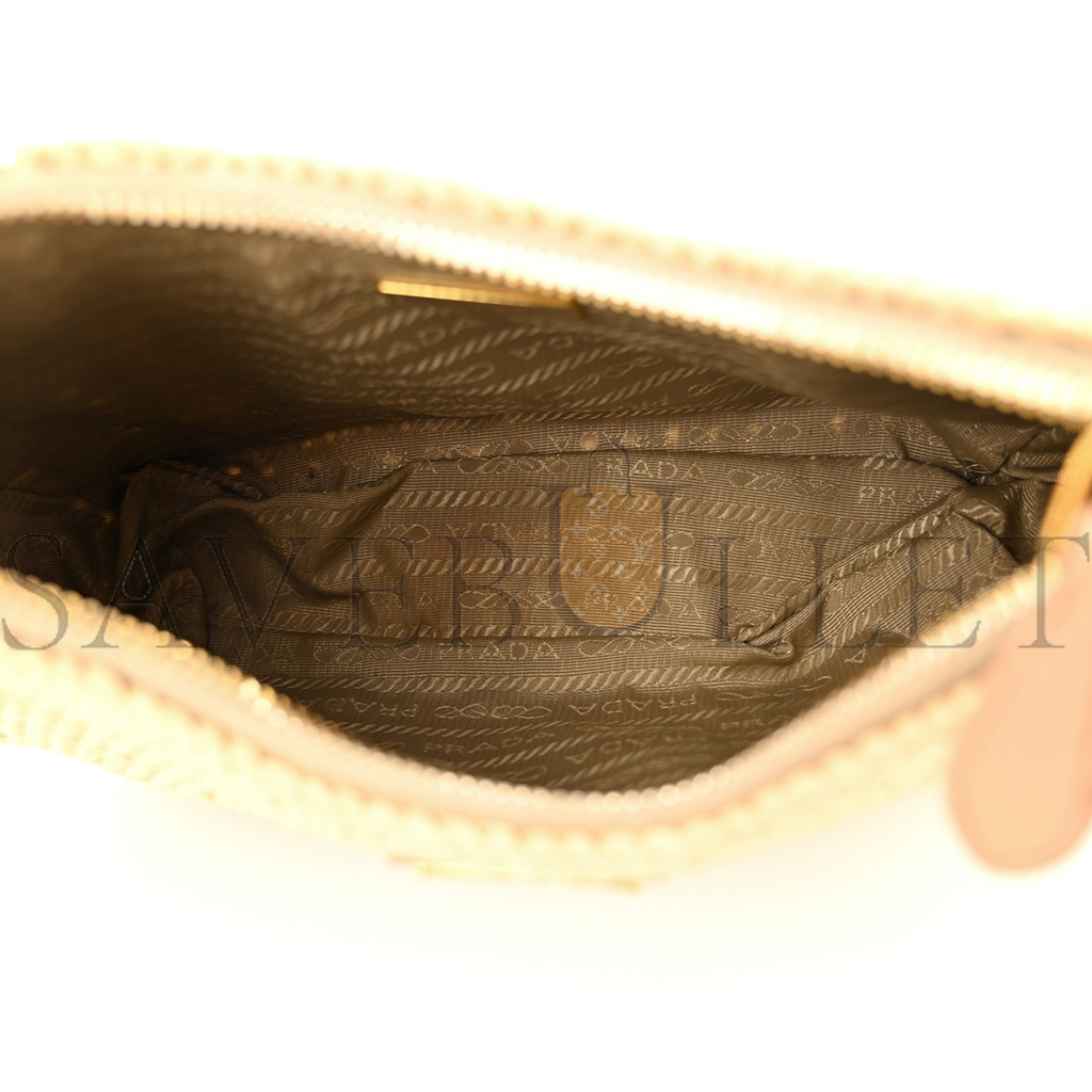 PRADA RAFFIA RE-EDITION 2005 SHOULDER BAG TAN 1BH204 (22*17*6cm)