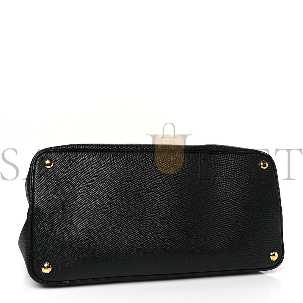 PRADA SAFFIANO CUIR LARGE DOUBLE BAG BLACK FUOCO 1BG775 (33*25*14.5cm)